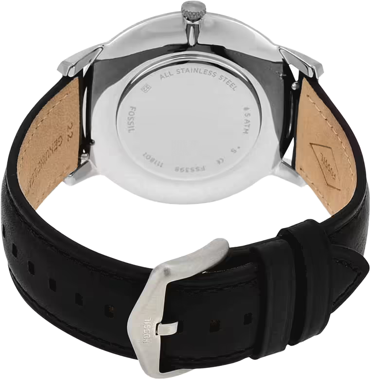 Fossil Minimalist Black Dial Leather Strap Men’s Watch FS5398