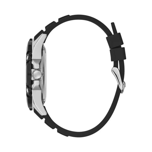 GUESS  BLACK SKELETON WATCH WITH SILICONE STRAP