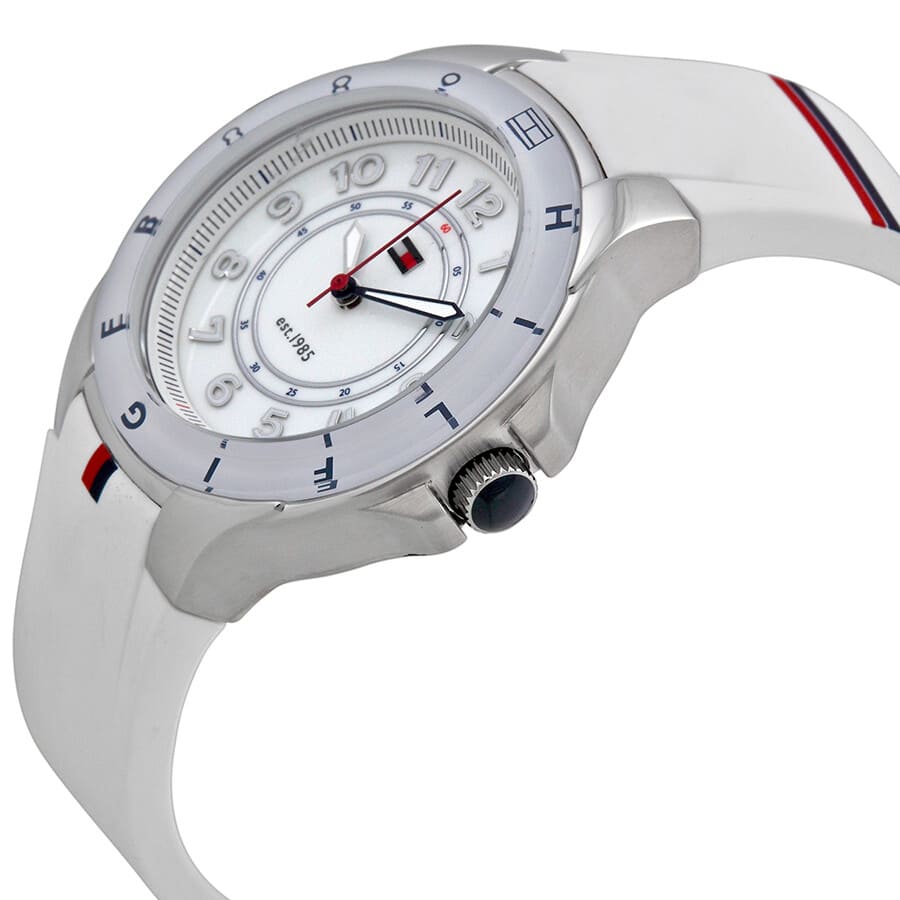 TOMMY HILFIGER STAINLESS STEEL WITH WHITE SILICONE BAND - 1781271 (W)