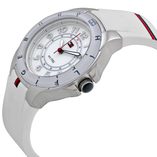 TOMMY HILFIGER STAINLESS STEEL WITH WHITE SILICONE BAND - 1781271 (W)