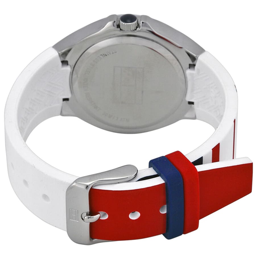 TOMMY HILFIGER STAINLESS STEEL WITH WHITE SILICONE BAND - 1781271 (W)
