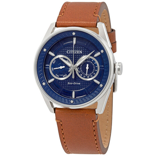 CITIZEN SPORT CASUAL - MEN'S ECO-DRIVE LEATHER STRAP WATCH