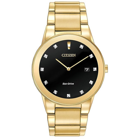 CITIZEN AXIOM - MEN'S ECO-DRIVE 11 DIAMOND DAIL GOLD-TONE STAINLESS STEEL WATCH