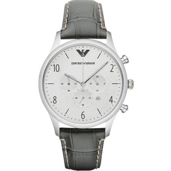 EMPORIO ARMANI GREEN LEATHER MEN'S WATCH