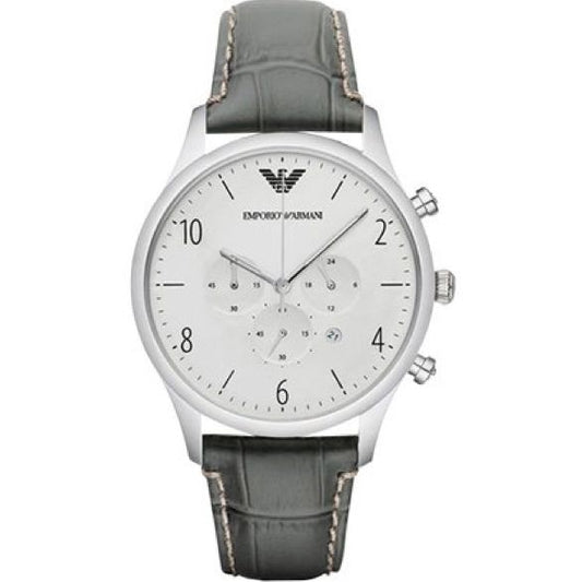 EMPORIO ARMANI GREEN LEATHER MEN'S WATCH