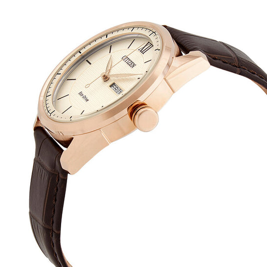 CITIZEN CLASSIC - IVORY DIAL LEATHER STRAP WATCH
