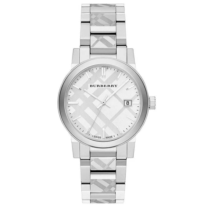 BURBERRY - UNISEX THE CITY ENGRAVED CHECKED STEEL WATCH - BU9037 (U)