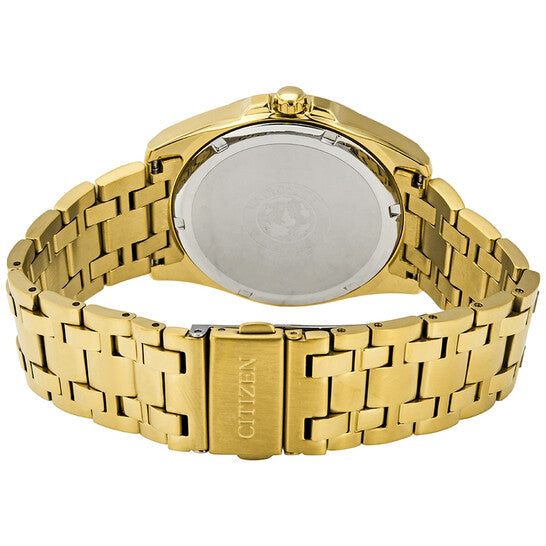CITIZEN PEYTEN - ECO-DRIVE BLUE DIAL GOLD-TONED STAINLESS STEEL BRACELET WATCH