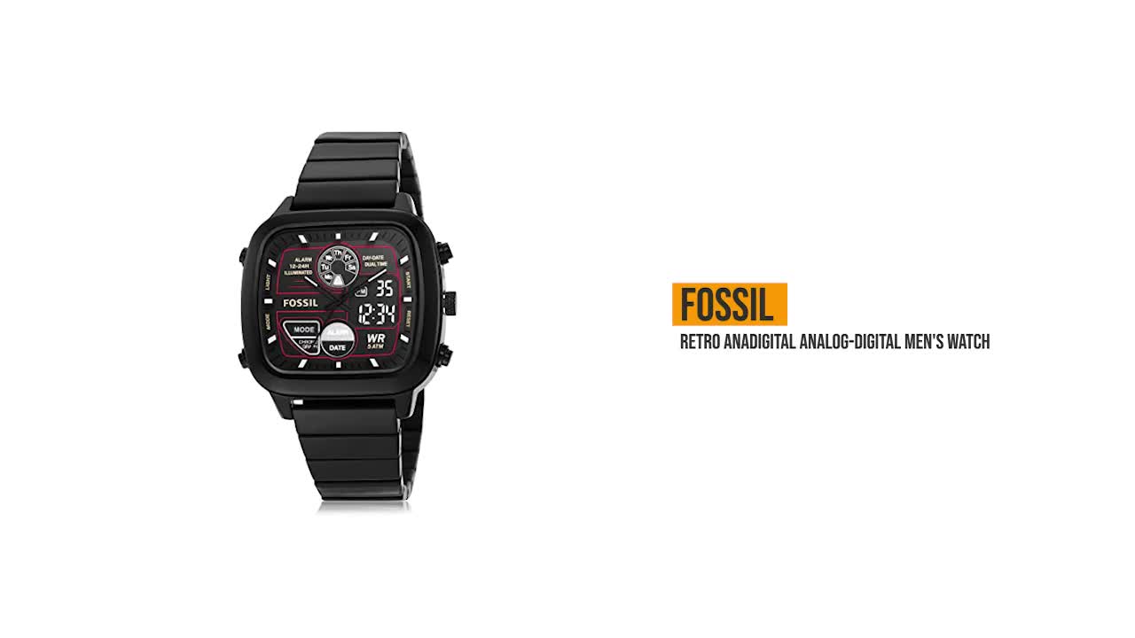 FOSSIL RETRO ANALOGUE DIGITAL BLACK STAINLESS STEEL FS5891
