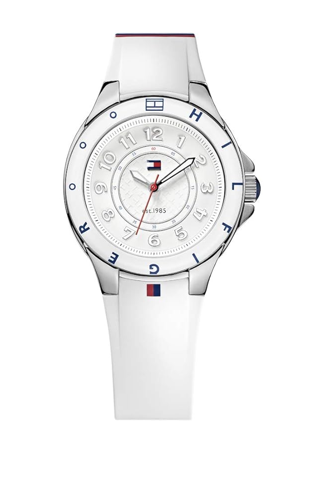 TOMMY HILFIGER STAINLESS STEEL WITH WHITE SILICONE BAND - 1781271 (W)