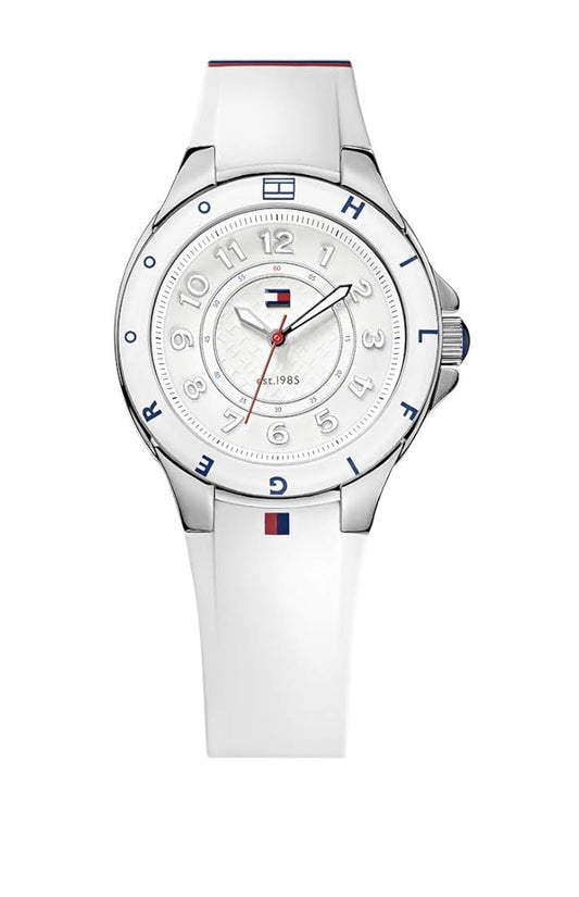 TOMMY HILFIGER STAINLESS STEEL WITH WHITE SILICONE BAND - 1781271 (W)