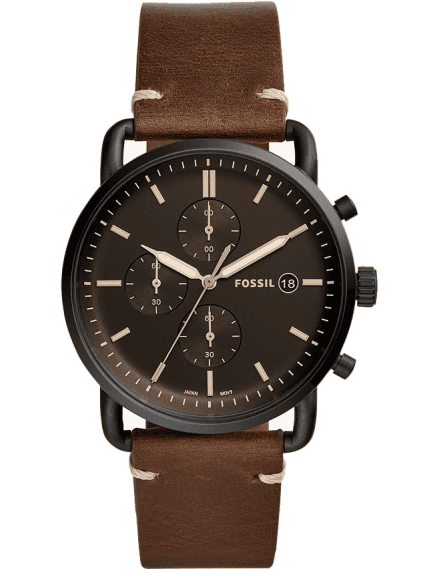 FOSSIL COMMUTER QUARTZ SMOKE STAINLESS STEEL BLACK DIAL FS5403(M)