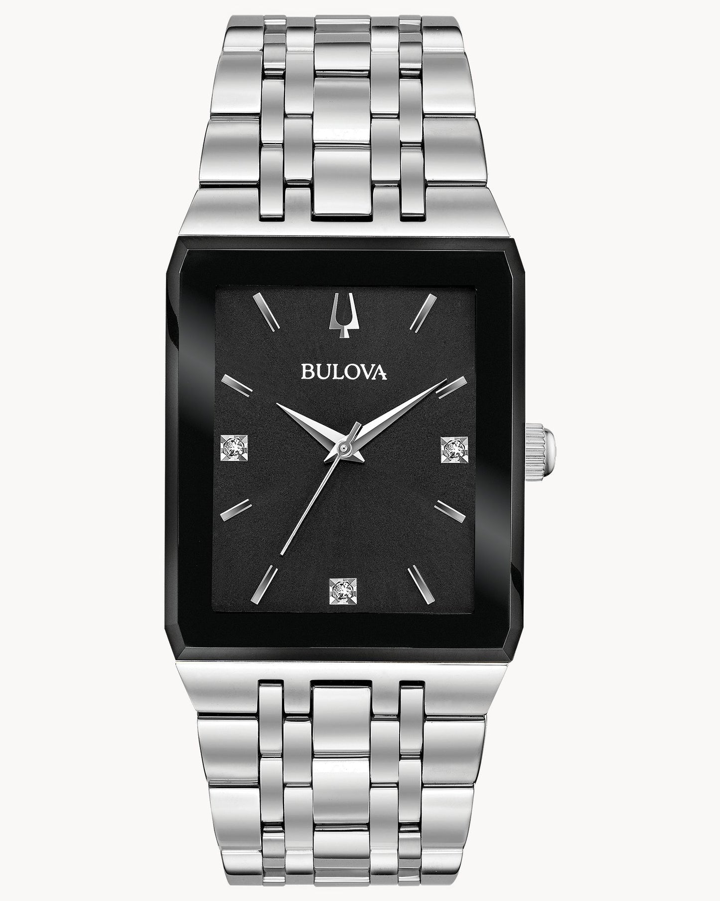 BULOVA BLACK DIAL QUARTZ QUADRA MODERN 96D145 (M)