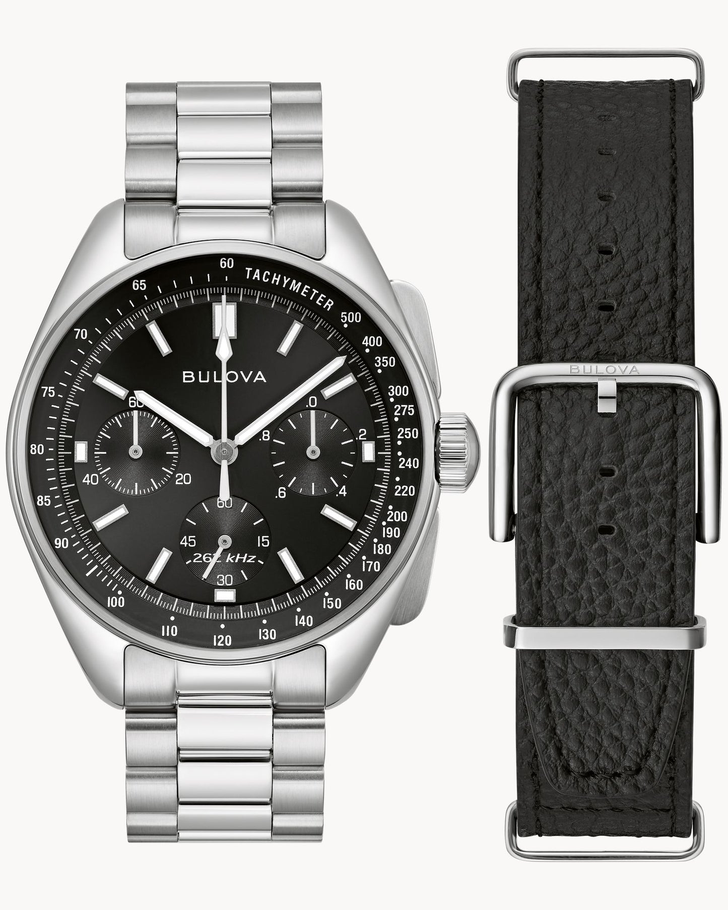 BULOVA BLACK DIAL HIGH PRECISION QUARTZ LUNAR PILOT 96K111 (M)