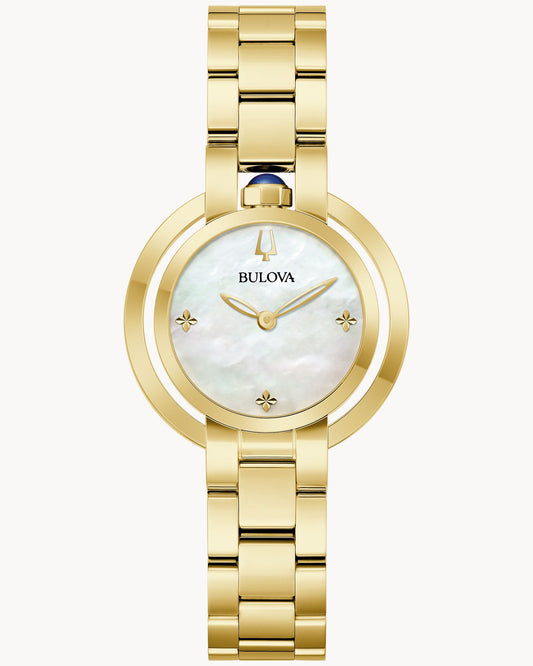 BULOVA MOTHER-OF-PEARL DIAL QUARTZ RUBAIYAT 97L181 (W)