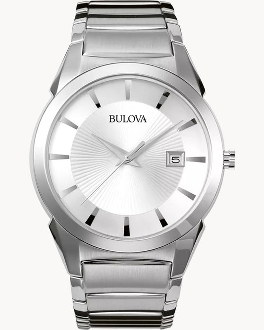 BULOVA SILVER DIAL QUARTZ CLASSIC 96B015 (M)