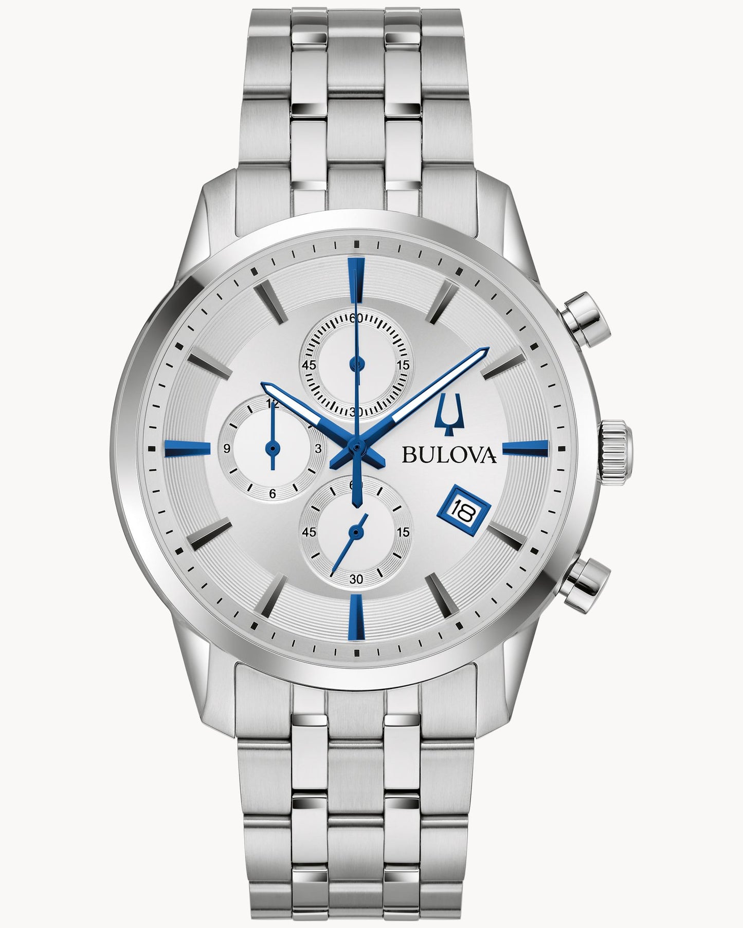 BULOVA SILVER TONE DIAL STAINLESS STEEL BRACELET SUTTON 96B404 (M)