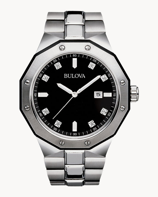 BULOVA BLACK DIAL DIAMOND TWO-TONE CLASSIC 98D103 (M)