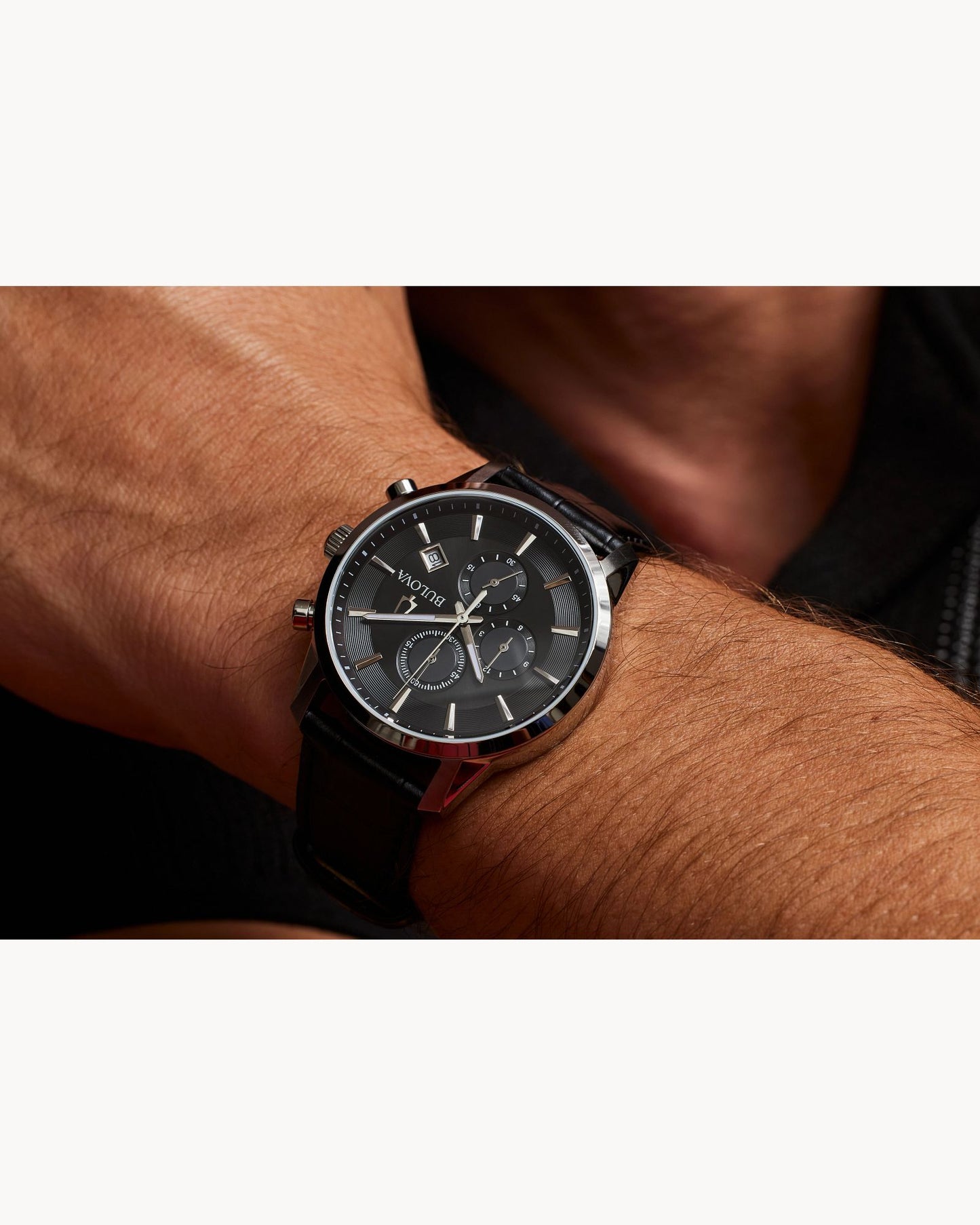 BULOVA BLACK DIAL CHRONOGRAPH SUTTON 96B403 (M)