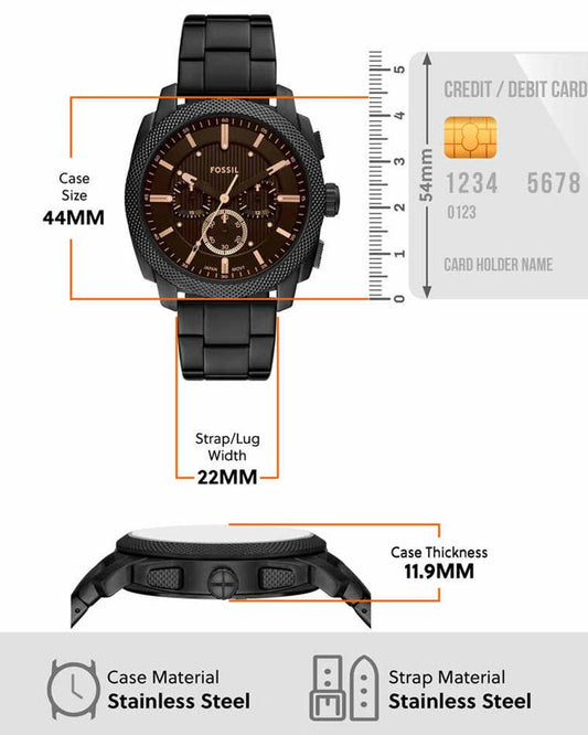 FOSSIL BLACK CHRONOGRAPH MACHINE STAINLESS STEEL FS6097 (M)