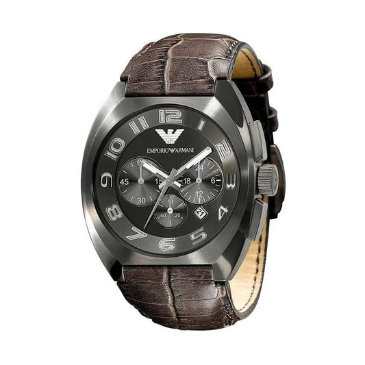 EMPORIO ARMANI BROWN COWHIDE MEN'S WATCH