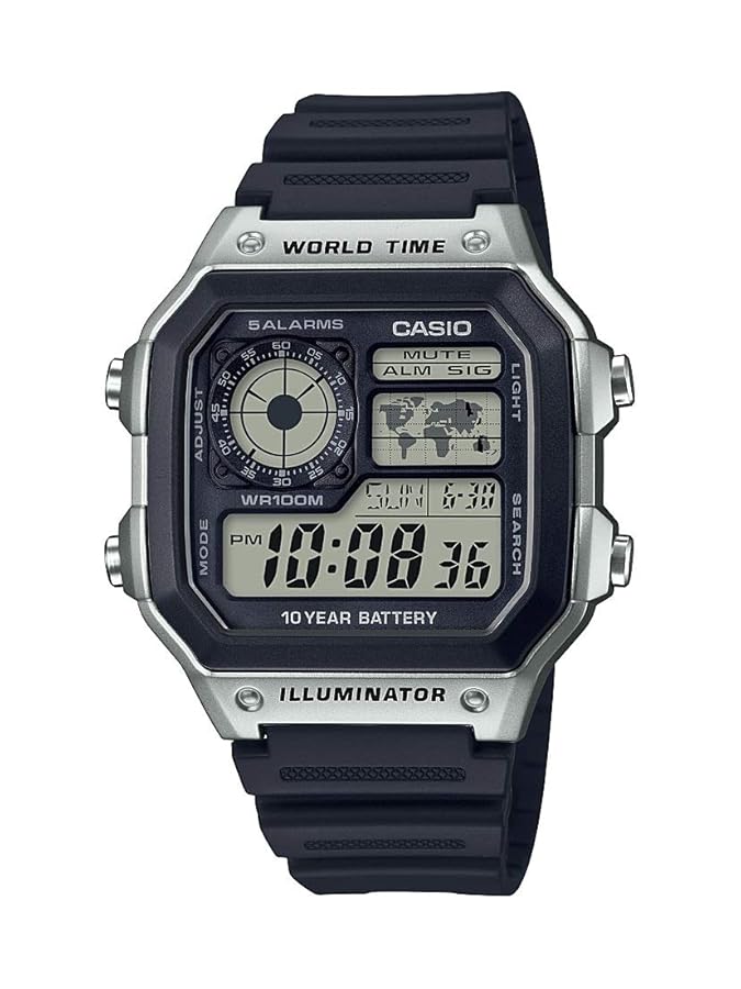 CASIO YOUTH ILLUMINATOR WORLD TIME ALARM AE-1200WH-1AV AE1200WH-1AV (M)