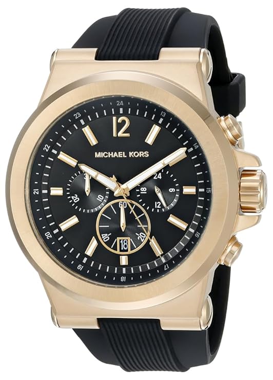 MICHAEL KORS MENS DYLAN QUARTZ S. STEEL BLACK SILICONE MK8445 (M)