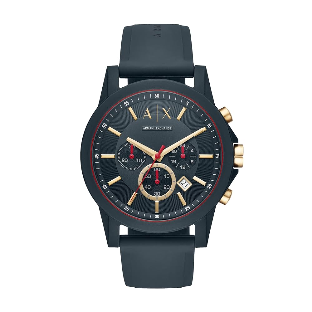 ARMANI EXCHANGE CHRONOGRAPH BLUE SILICONE STRAP WATCH MENS AX1335 - 47MM