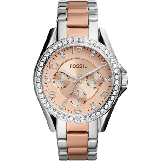 FOSSIL RILEY ROSE GOLD DIAL LADIES MULTIFUNCTION WATCH ES4145 (W)