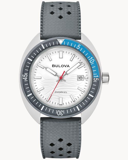 BULOVA WHITE DIAL HNBR RUBBER SNORKEL 98B449 (M)