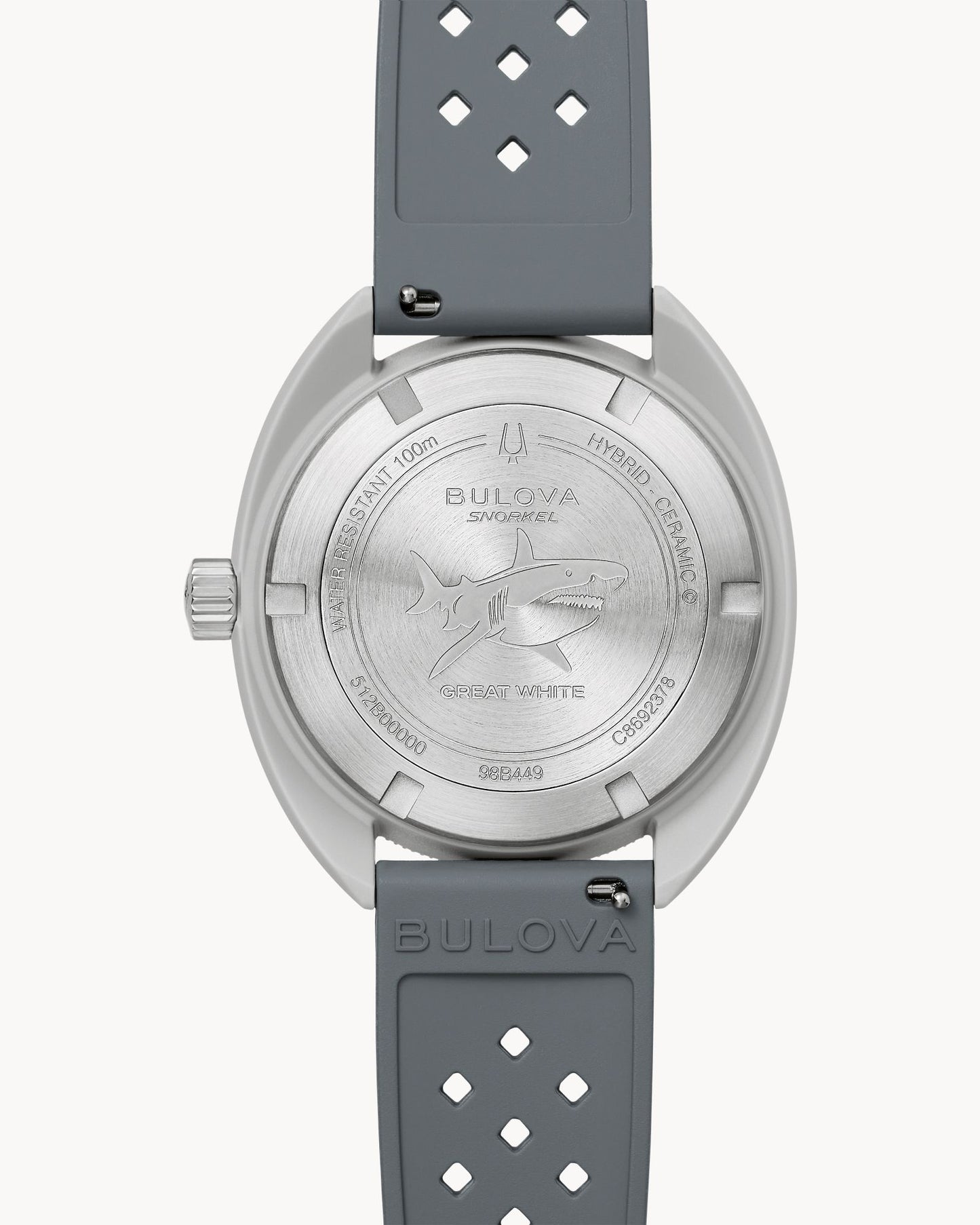 BULOVA WHITE DIAL HNBR RUBBER SNORKEL 98B449 (M)