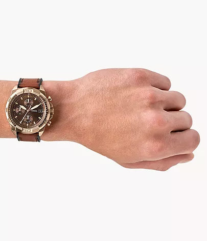 FOSSIL BRONSON CHRONOGRAPH MEDIUM BROWN LEATHER FS5857 (M)