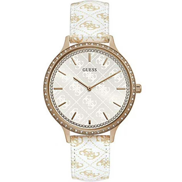 GUESS GOLDEN QUARTZ ANALOG LEATHER WOMEN'S WATCH W1229L3