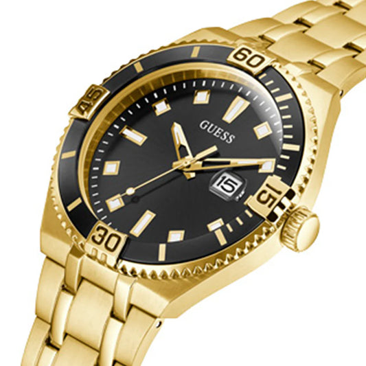 GUESS GOLD-TONE AND BLACK ANALOG WATCH GW0330G2
