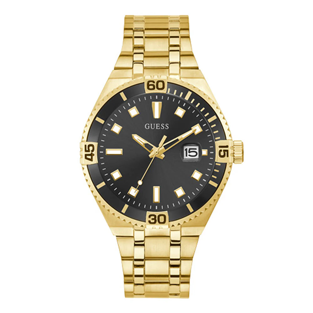 GUESS GOLD-TONE AND BLACK ANALOG WATCH GW0330G2