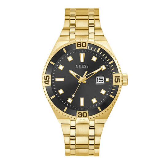 GUESS GOLD-TONE AND BLACK ANALOG WATCH GW0330G2