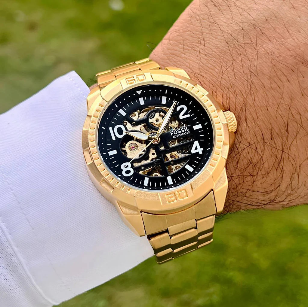 FOSSIL BRONSON AUTOMATIC TONE STAINLESS STEEL WATCH GOLD - ME3257 (M)