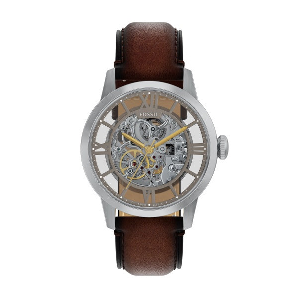 FOSSIL AUTOMATIC SKELETON DIAL TAN LEATHER STRAP ME3270 (M)