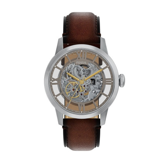 FOSSIL AUTOMATIC SKELETON DIAL TAN LEATHER STRAP ME3270 (M)