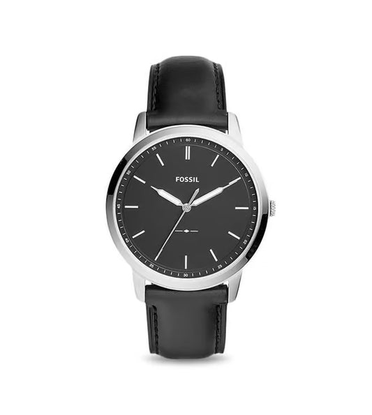 Fossil Minimalist Black Dial Leather Strap Men’s Watch FS5398