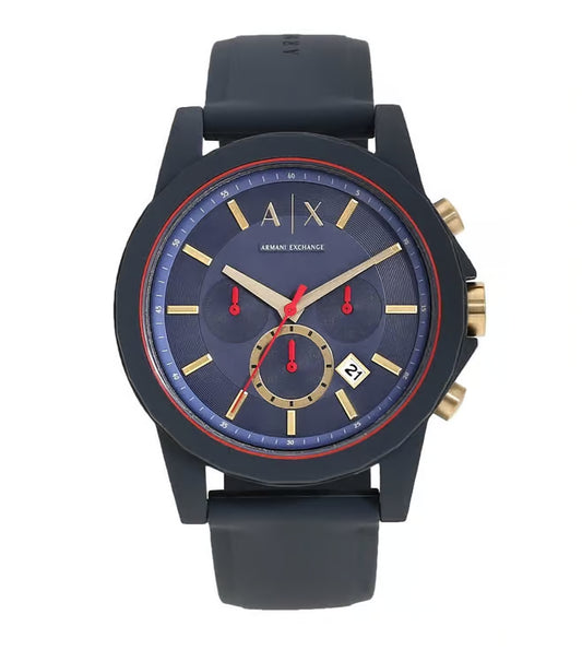 ARMANI EXCHANGE CHRONOGRAPH BLUE SILICONE STRAP WATCH MENS AX1335 - 47MM