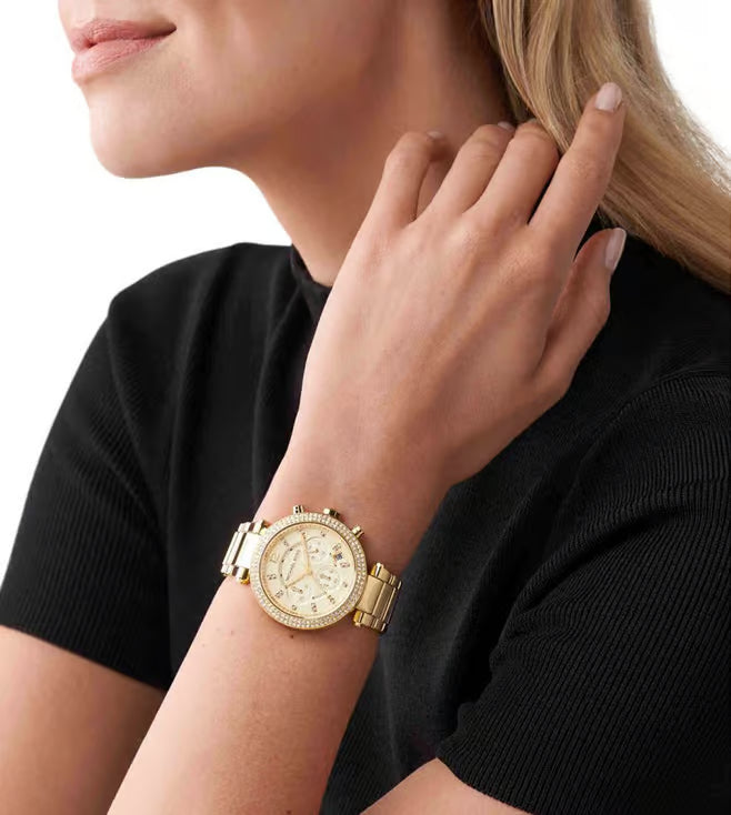 MICHAEL KORS - PARKER GOLD-TONE WATCH WITH STONES IN DIAL - MK5354 (W)