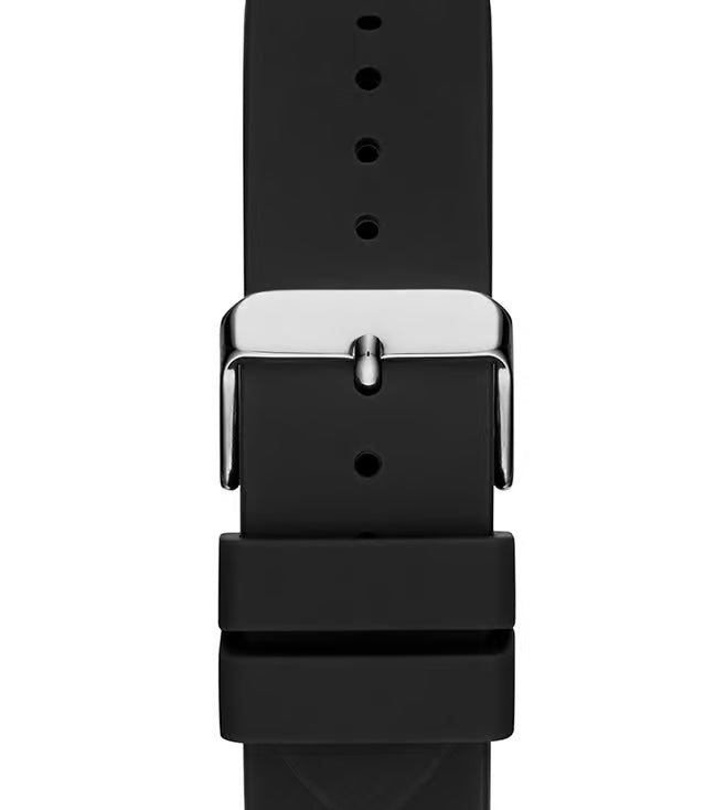 GUESS  BLACK SKELETON WATCH WITH SILICONE STRAP
