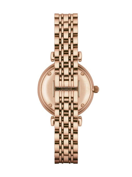 EMPORIO ARMANI GIANNI T-BAR WOMEN WATCH MOTHER OF PEARL DIAL ROSE GOLD BAND