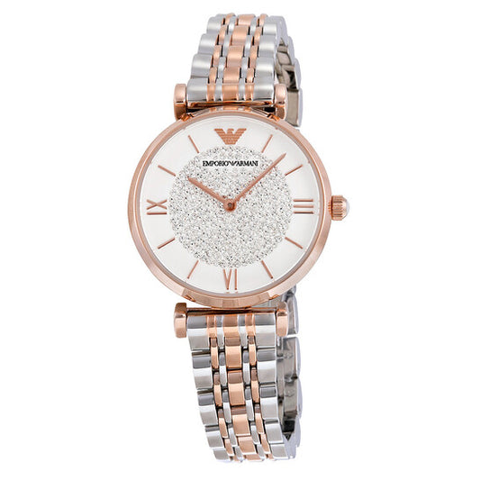 EMPORIO ARMANI GIANNI T-BAR TWO-HAND TWO-TONE LADIES WATCH