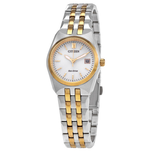 CITIZEN CORSO - WOMEN'S WHITE DIAL STAINLESS STEEL BRACELET WATCH