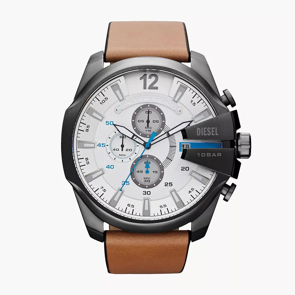 DIESEL - MEGA CHIEF CHRONOGRAPH BROWN LEATHER WATCH - DZ4280 (M)