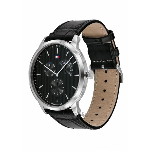 TOMMY HILFIGER QUARTZ LEATHER STRAP BLACK DIAL 1710391 (M)