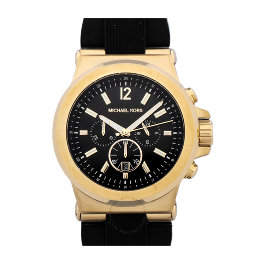 MICHAEL KORS MENS DYLAN QUARTZ S. STEEL BLACK SILICONE MK8445 (M)