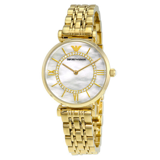 EMPORIO ARMANI GIANNI T-BAR TWO-HAND ROSE GOLD-TONE LADIES WATCH